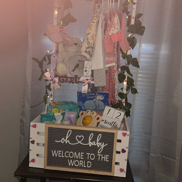 Baby girls newborn Decorated gift box .